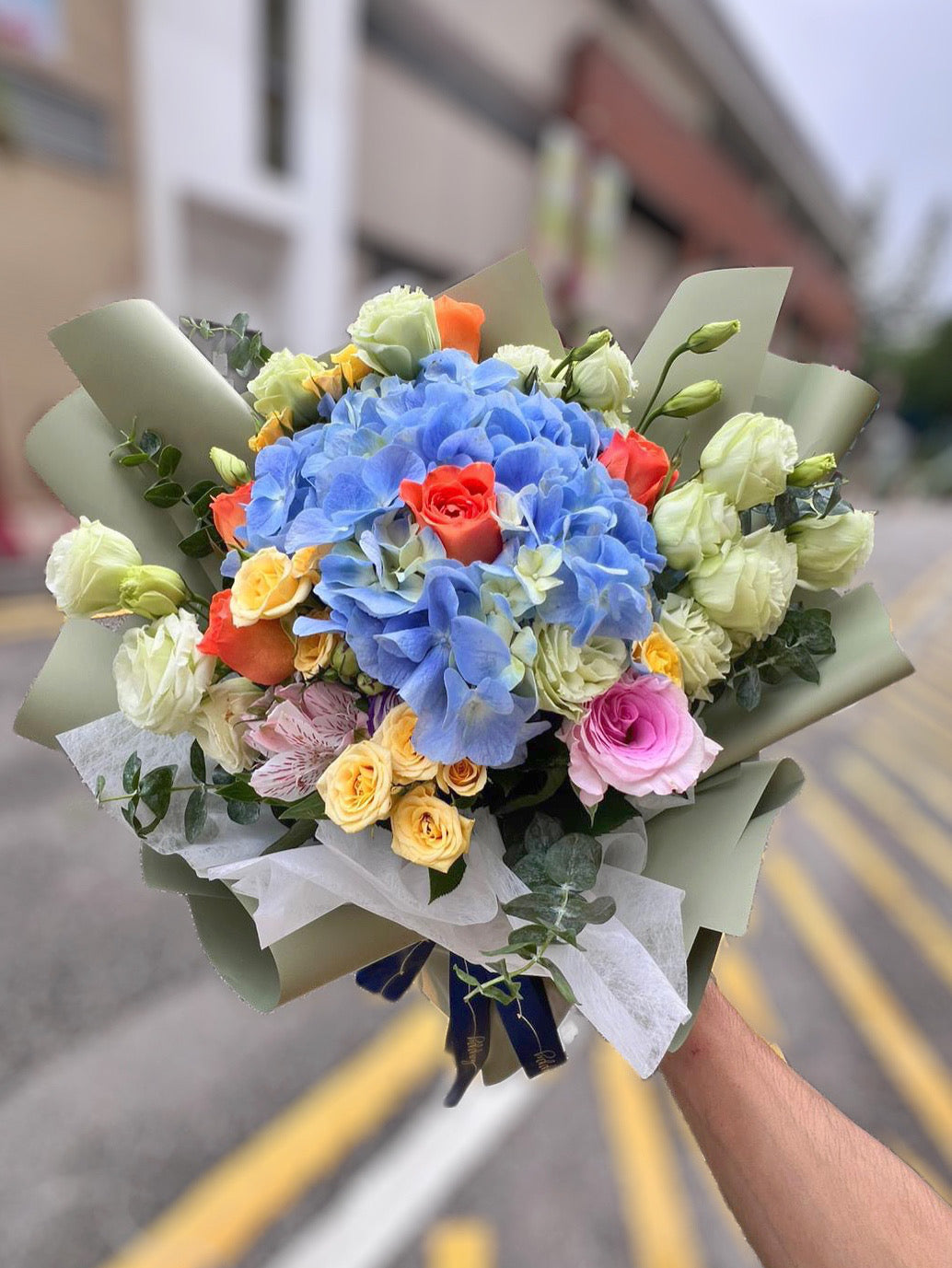 玫瑰繡球花束 002