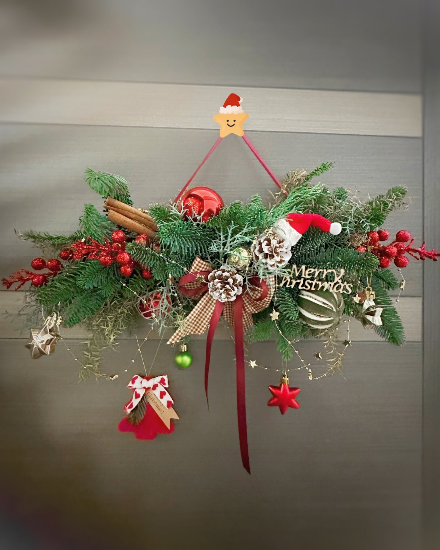 手工松枝聖誕掛飾 Cozy Red Christmas Hanger
