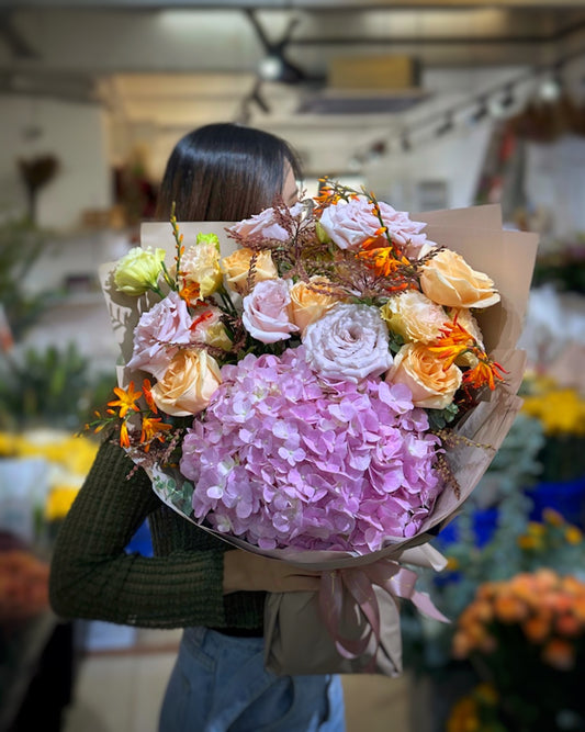 玫瑰繡球花束 001