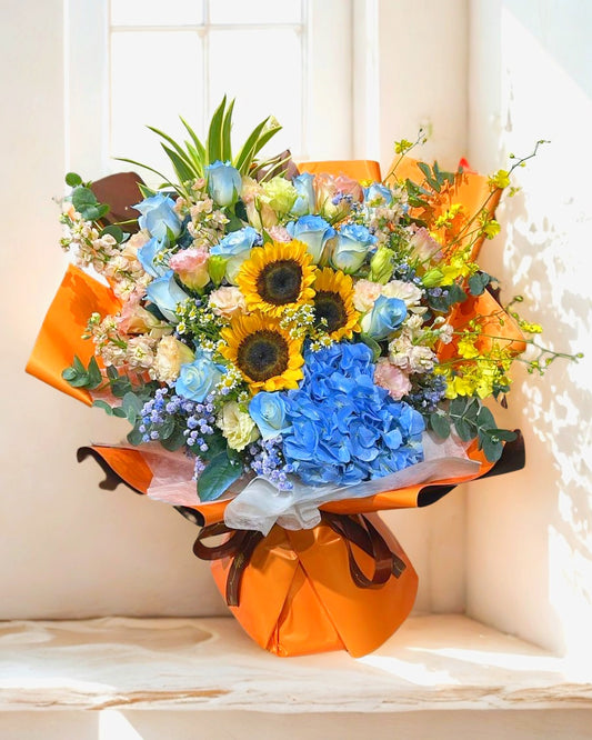 向日葵繡球花束 001