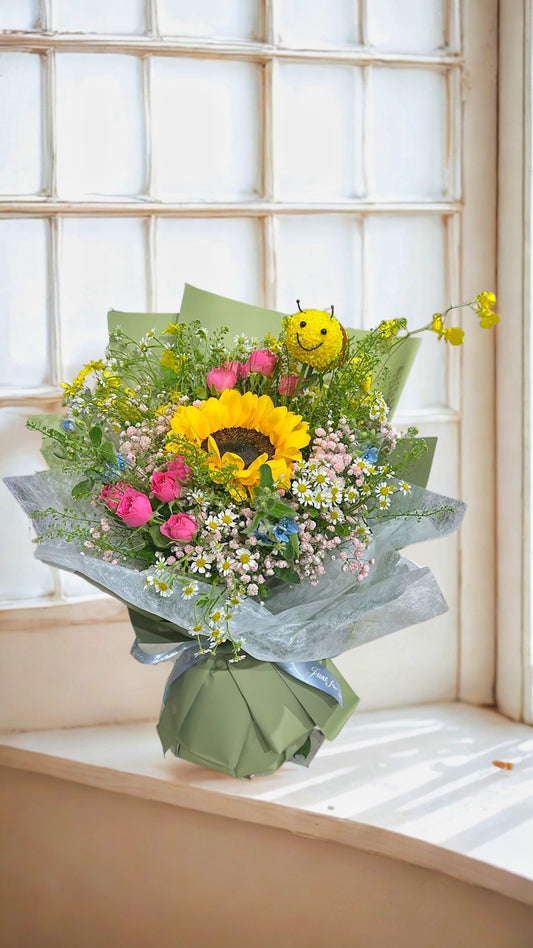 小蜜蜂向日葵花束 001