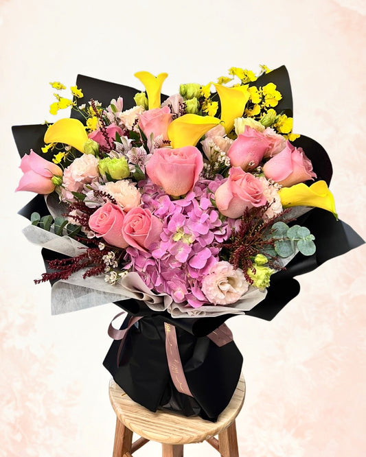 黃色馬蹄蘭花束 001