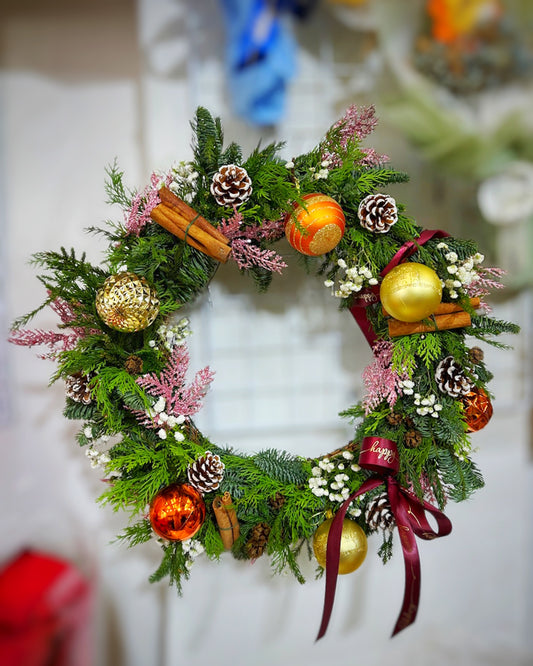 手工松枝聖誕環 Holiday Whisper （約35cm）