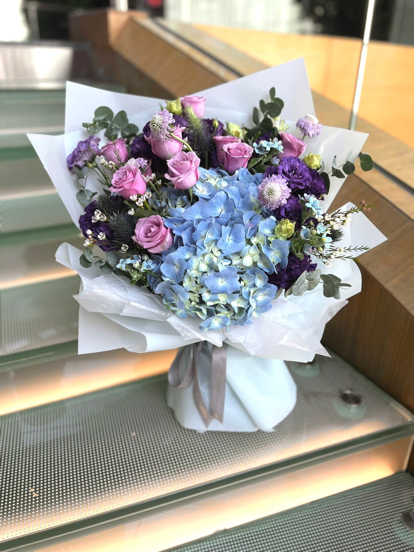 進口玫瑰繡球花束 003