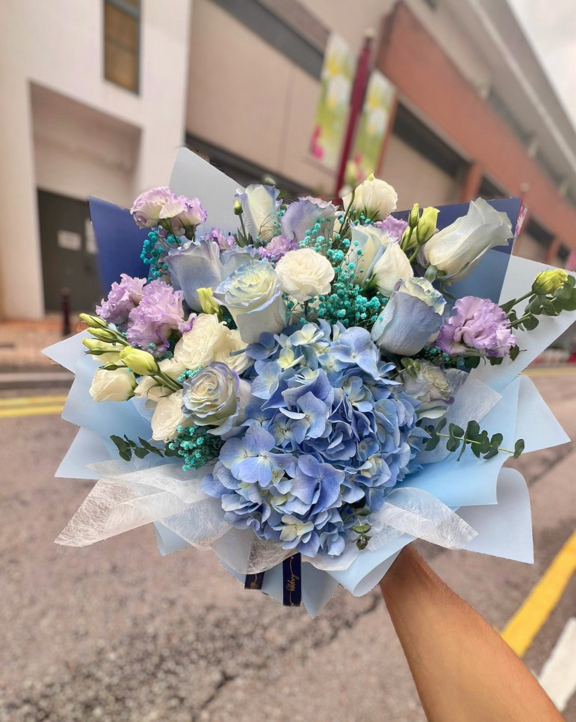 進口玫瑰繡球花束 002