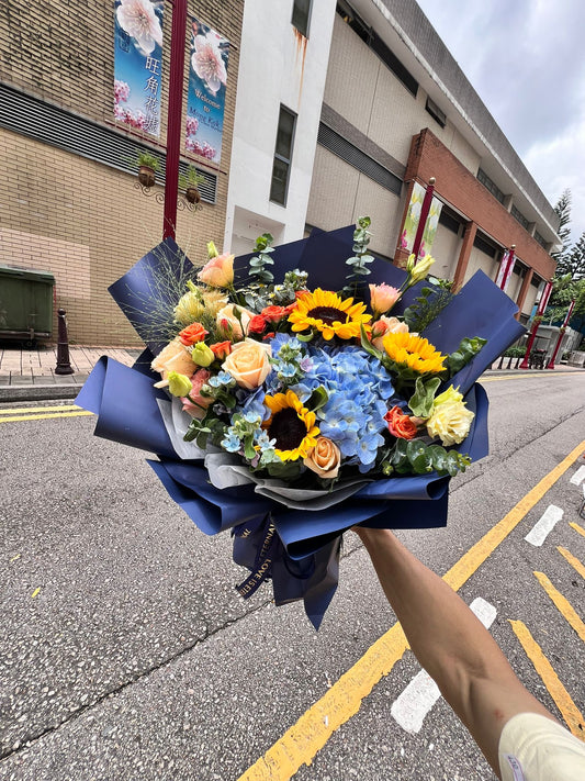 向日葵繡球花束 002